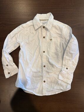 Carter's White Denim Long-Sleeve Button Down Shirt with Pocket Size 4T